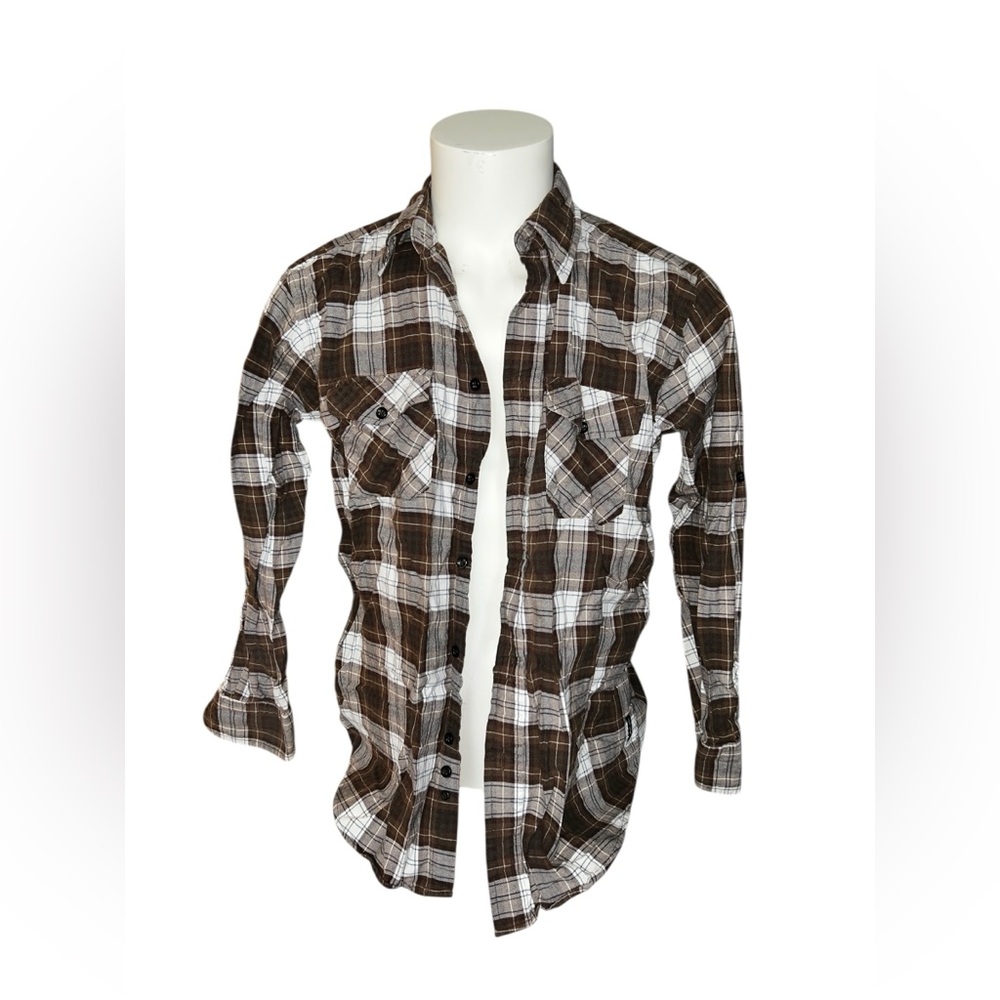 Airwalk Brown and White Casual Button Down Shirt